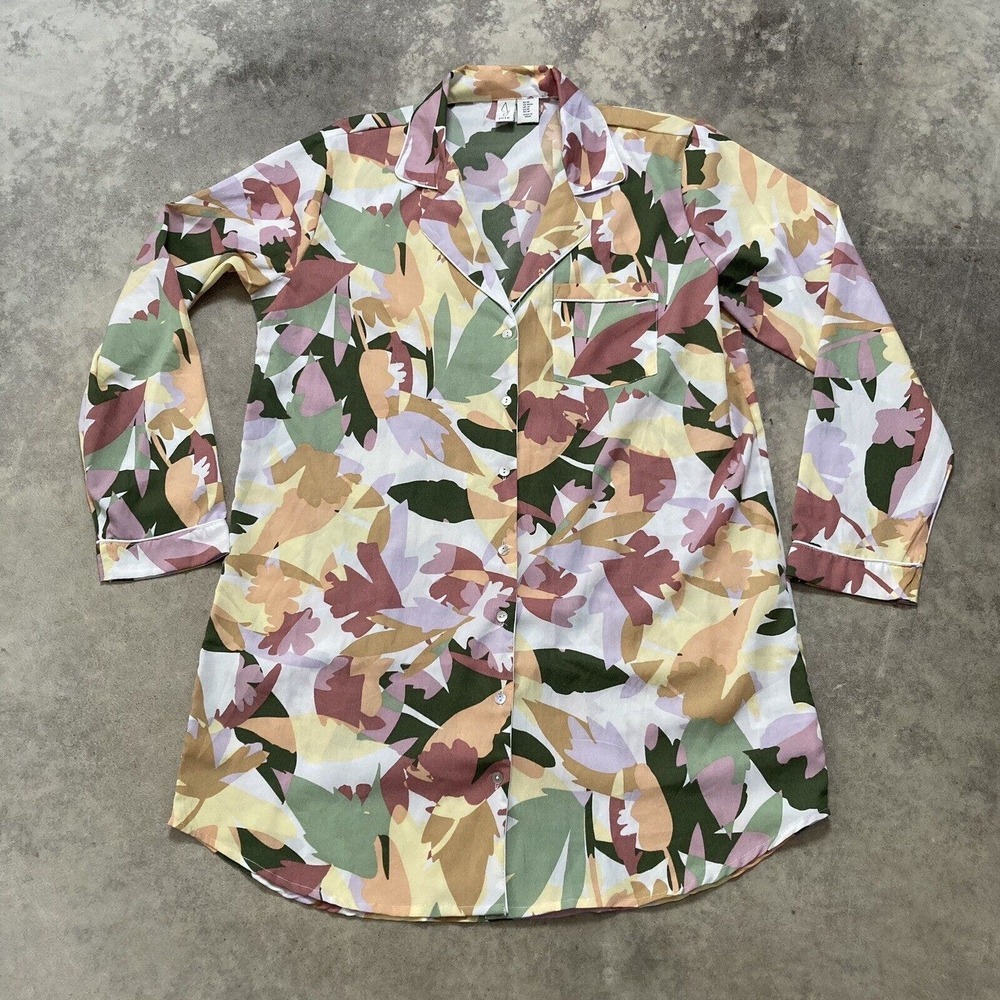 Joie Sleep Shirt Womens Size Medium‎ Floral Leaf Print Night Top Multicolor